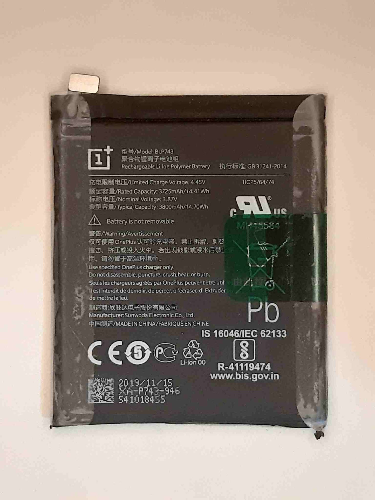 Battery One Plus 7T Blp743 Original